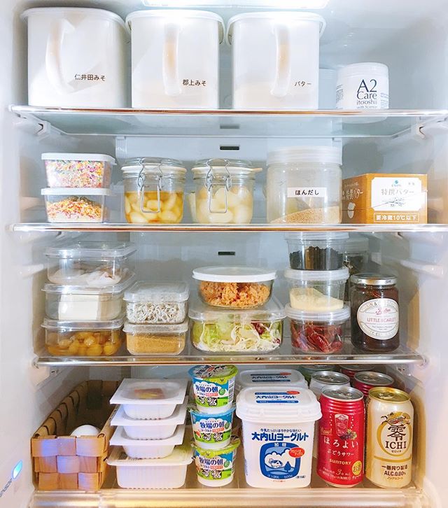 タッパー収納　冷蔵庫・冷凍庫　ガラス製