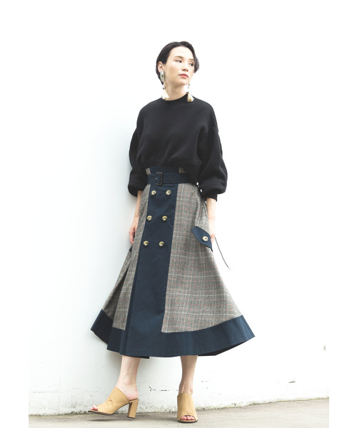 [STUDIOUS WOMENS] 【AMERI VINTAGE】《STUDIOUS 別注》CHECK TRENCH SKIRT　0181920240