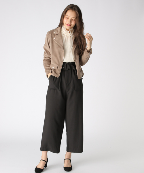 シフォンプリーツハイネックブラウス