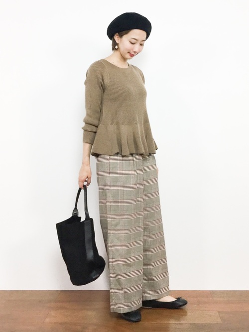 【美人百花 10月号掲載】チェックワイドパンツ