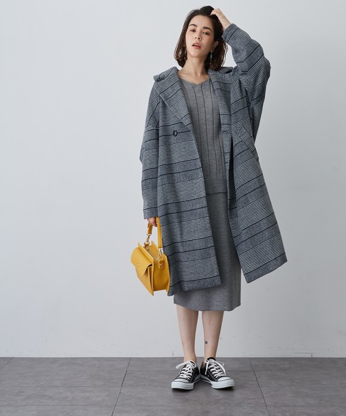 チェックドロップショルダービッグコート