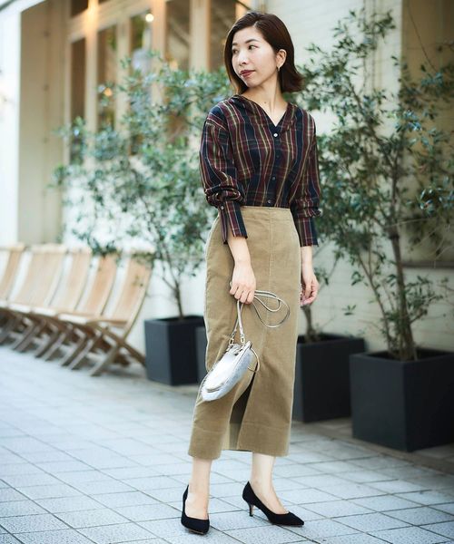 コーデュロイロングタイトスカート