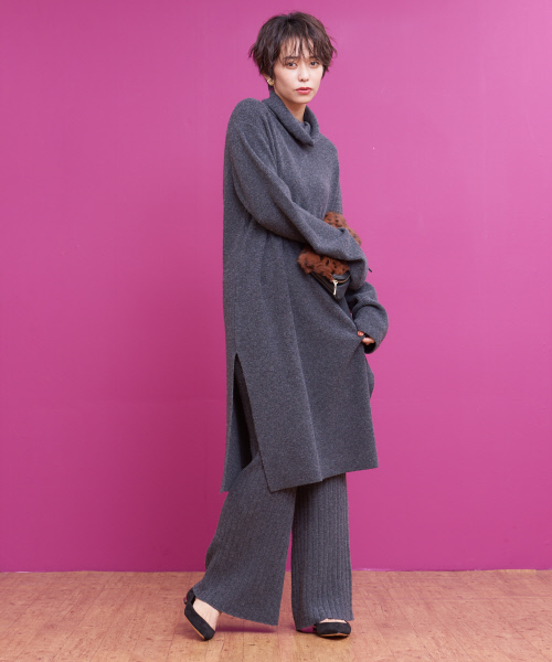 畦ロングスリットニット