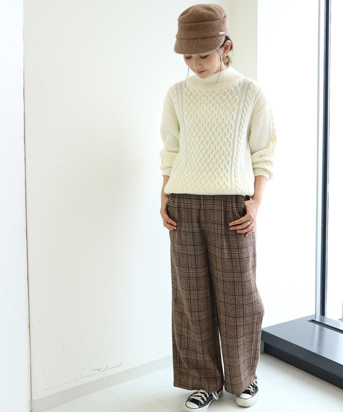 ・チェックワイドパンツ