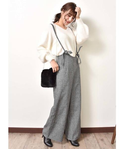 千鳥格子柄キャミサロペット