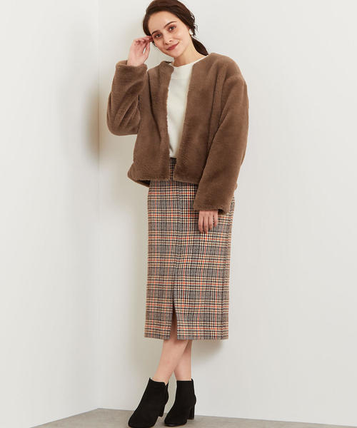 FM エコファーノーカラー ショート コート