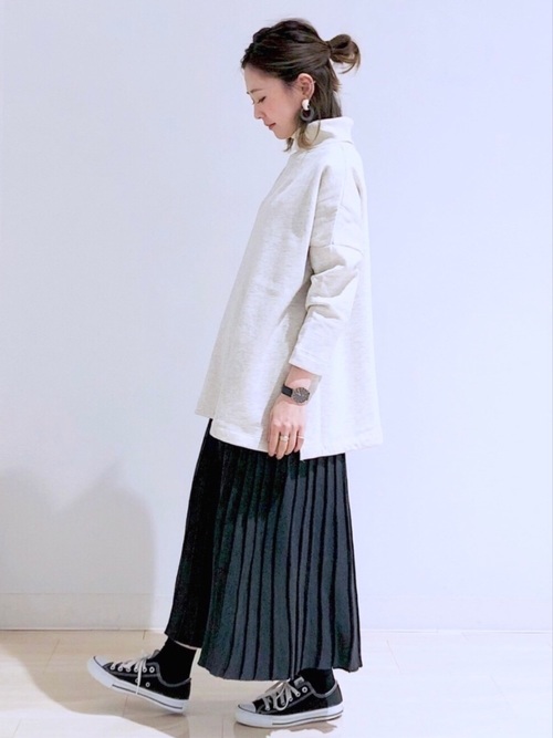 ロングニットプリーツ風スカート