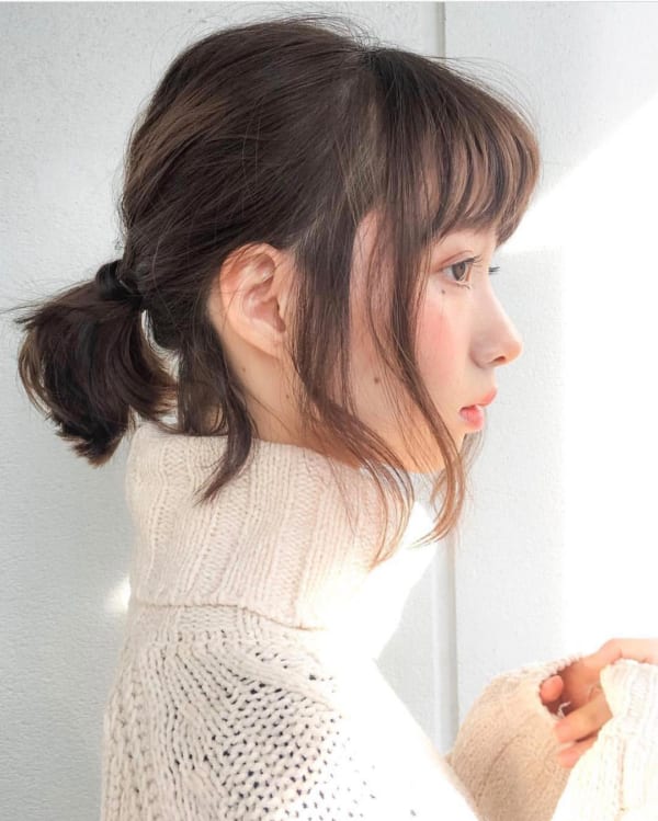 面長　ボブ　ヘアアレンジ３