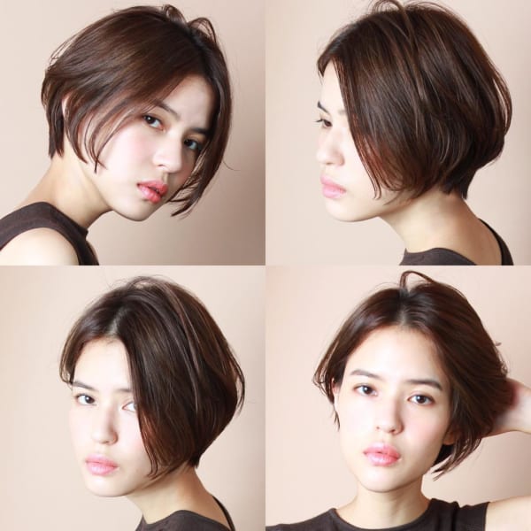 ショートヘアのセンター分け15