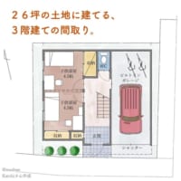 26坪の土地に建てる、3階建ての間取り。