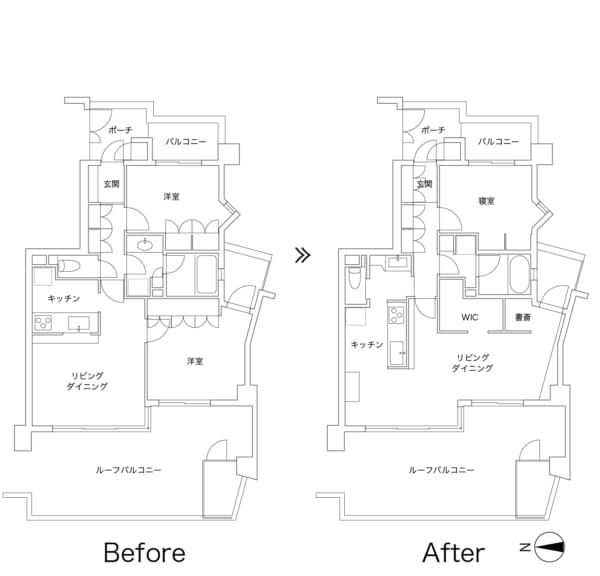 いけばなの棚と小屋のような梁 間取り、プラン