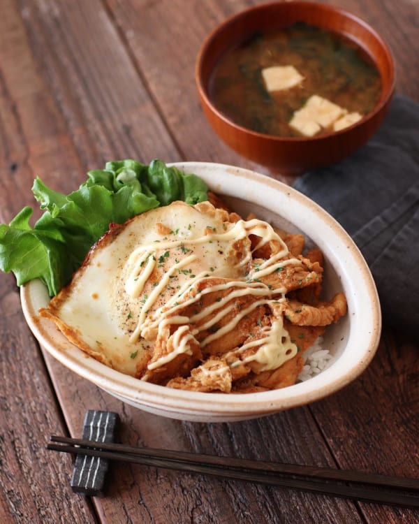 一人暮らし　レシピ　生姜マヨ丼