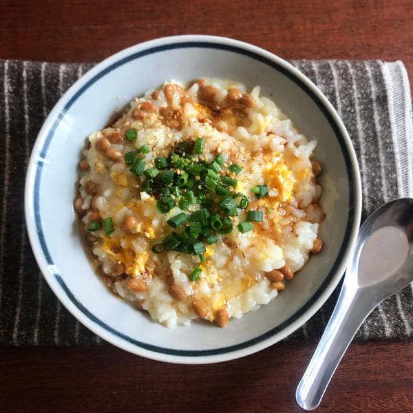 一人暮らし　レシピ　ふわとろ納豆雑炊