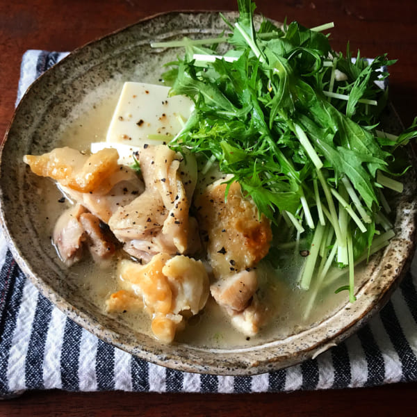 鶏と豆腐の塩だれ煮