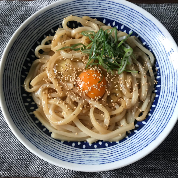 レンジでチン！月見ぶっかけうどん