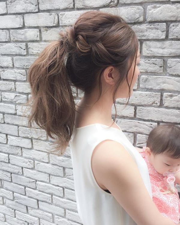 ロングヘアのまとめ髪①ポニーテール・編み込み１９