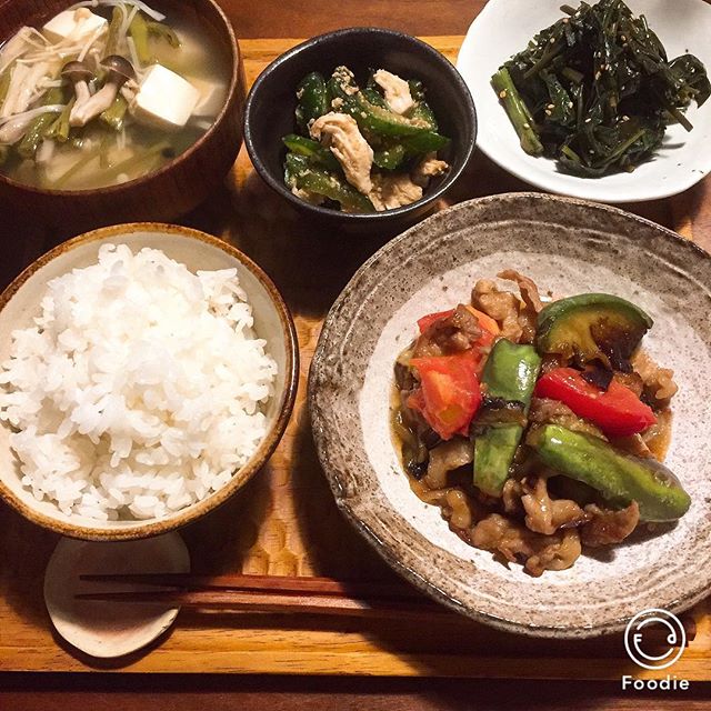 豚こま・トロ茄子・トマトの甘辛炒め