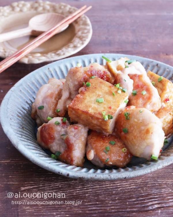 鶏肉と厚揚げのコク旨チリマヨ炒め