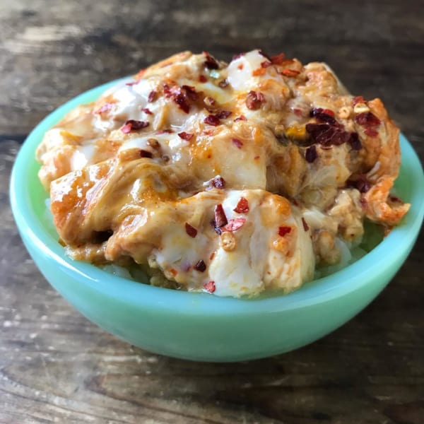 豆腐とキムチでたまご丼