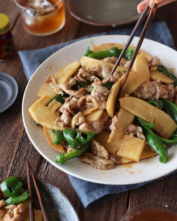 【レシピ付き】春たけのこと豚こまの青椒肉絲