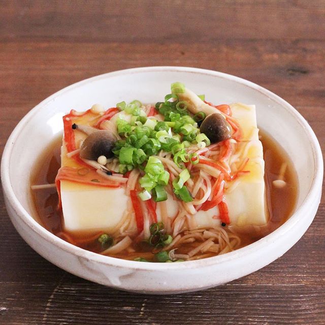 カニカマきのこあんかけ豆腐