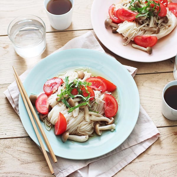 きのことトマトのそうめん