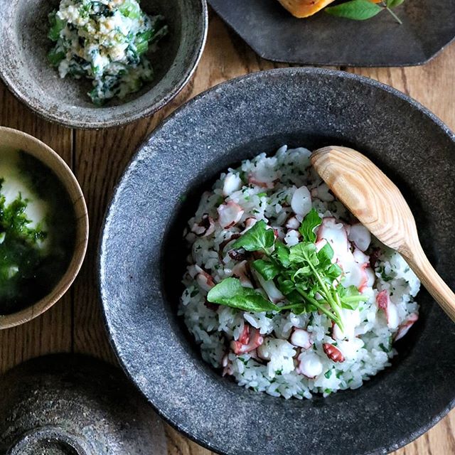 タコとクレソンの混ぜご飯