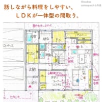 話しながら料理をしやすい、LDKが一体型の間取り。