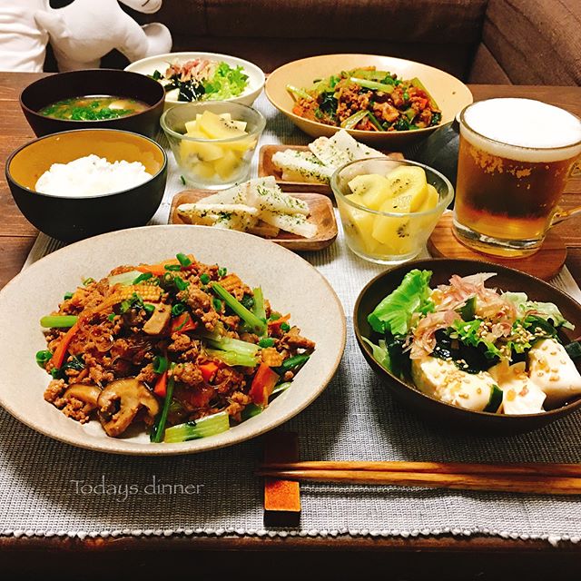 ひき肉と春雨の野菜たっぷり麻婆風炒め