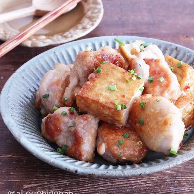 鶏肉と厚揚げのチリマヨ炒め