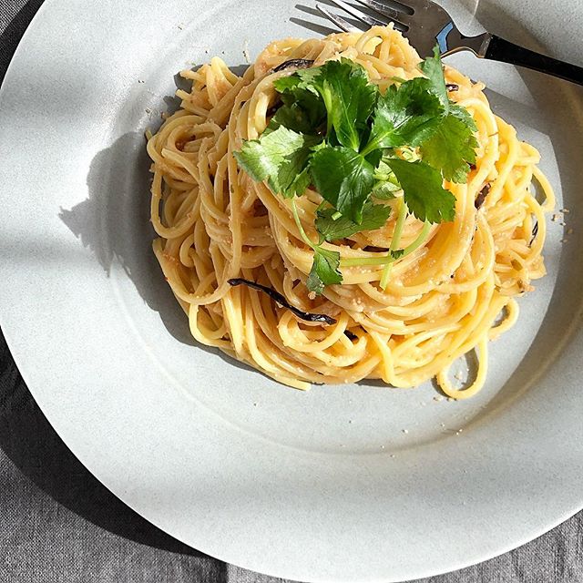 たらこと塩昆布のパスタ