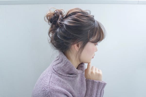 セミロング ヘアアレンジ 前髪あり8