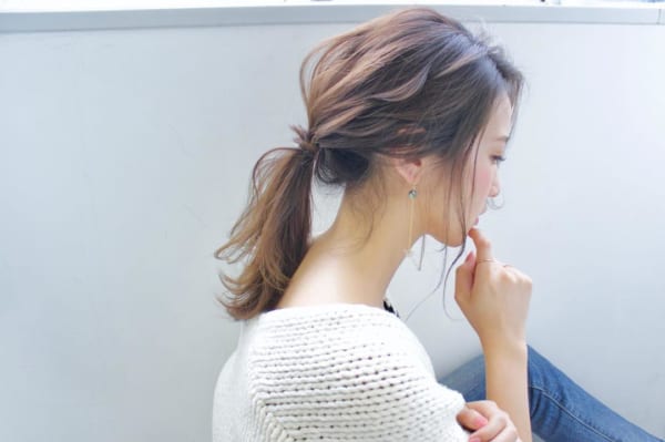 セミロング ヘアアレンジ 前髪なし5