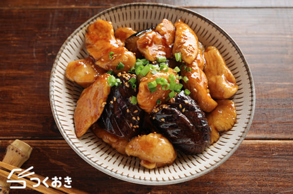 絶品！茄子と鶏ささみの黒酢炒め