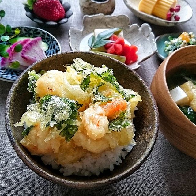 簡単料理：海老のかき揚げ丼