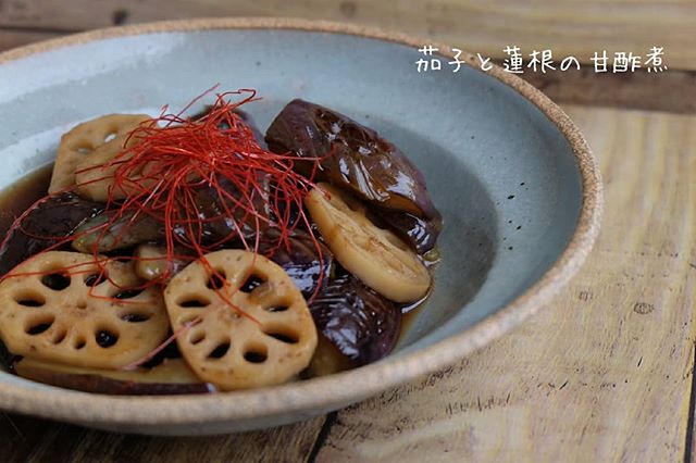 ⑨人気副菜：茄子と蓮根の甘酢煮