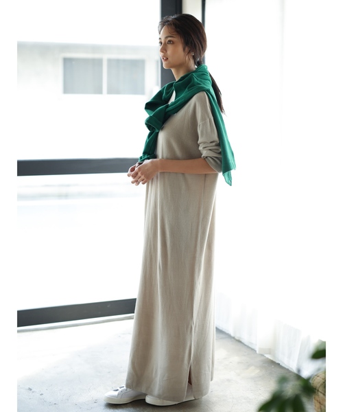 [CRAFT STANDARD BOUTIQUE] 【2019AW】 MAXI KNIT ONE-PIECE/クルーネックニットワンピース〇