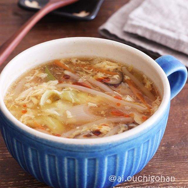 しいたけの旨味が人気！美味しい酸辣湯風スープ