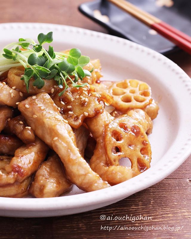 作り置きに！豚肉とれんこんのめんぽん甘酢焼き