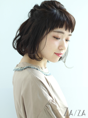 黒髪 ボブ パーマ ヘアアレンジ