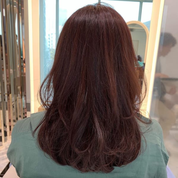 40代セミロング×カラーヘアカタログ：ブラウン