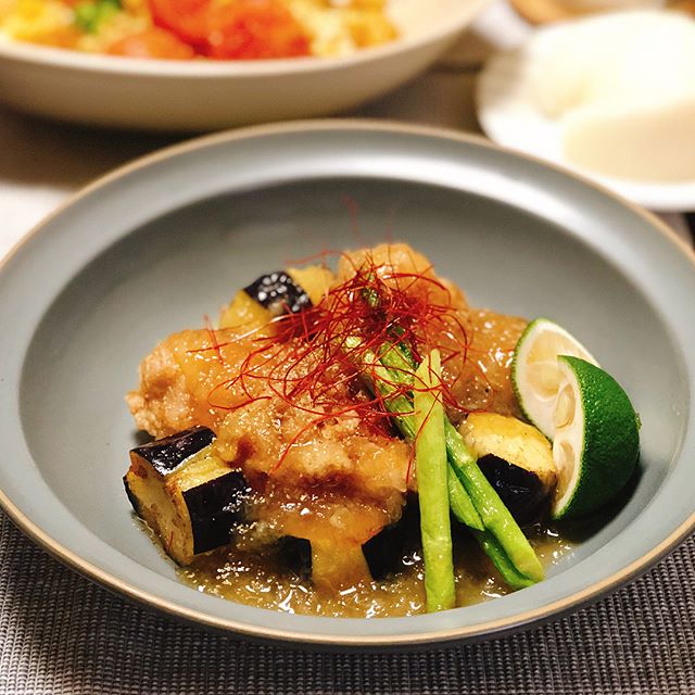 鶏肉と茄子のみぞれあんかけ