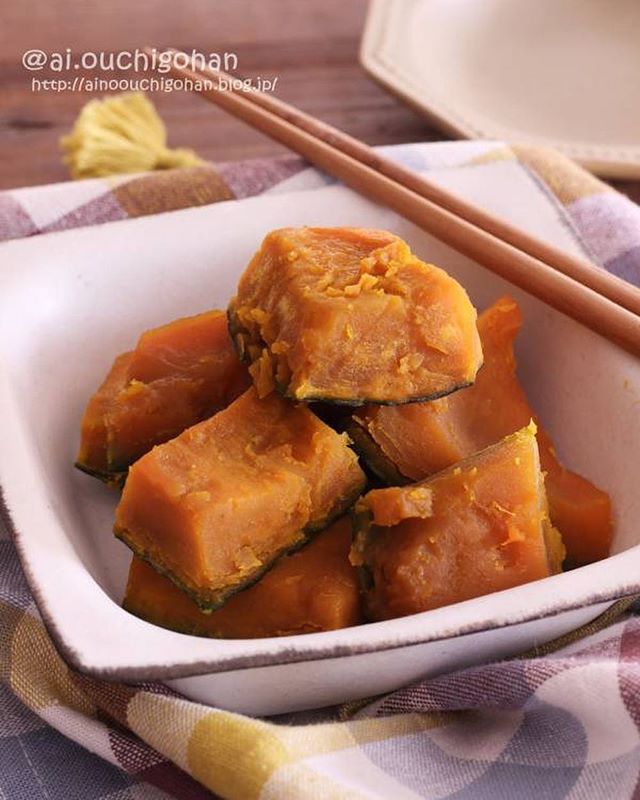 レンジで餃子の副菜を！かぼちゃの甘煮