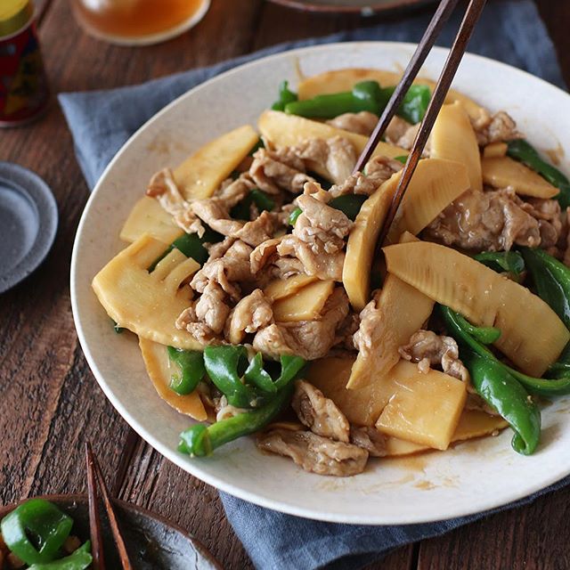 夕食の美味しいおかずに！春筍と豚こまの青椒肉絲