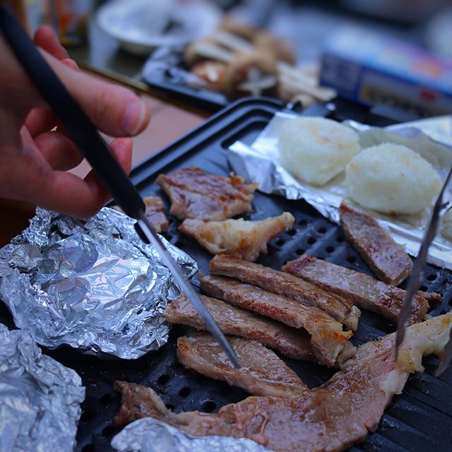 BBQでステーキ