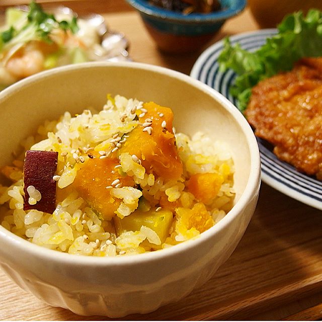 父の日に！かぼちゃとさつまいもの炊き込みご飯