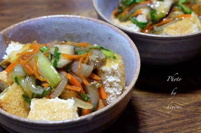 人気の美味しいレシピ！油揚げの野菜あんかけ