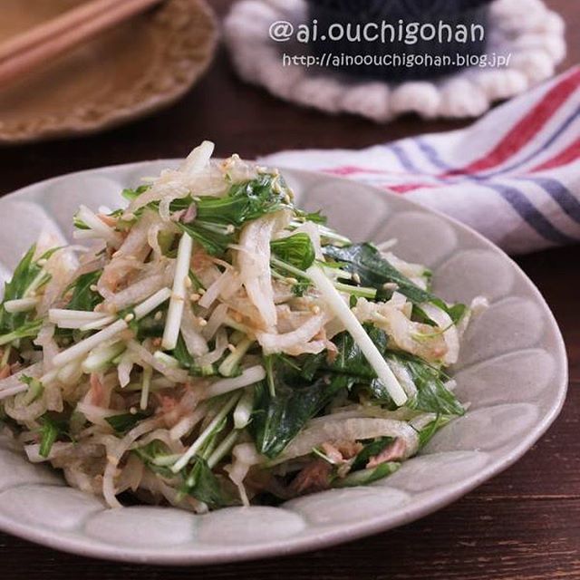 話題の人気レシピ！大根と水菜とツナのサラダ