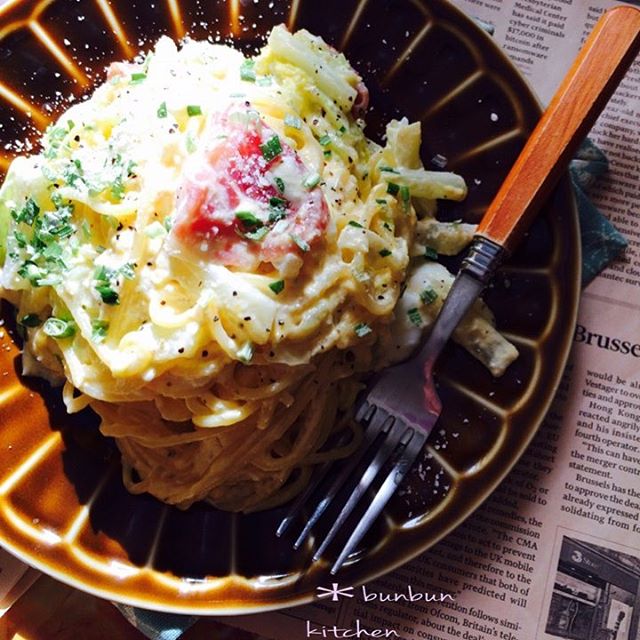 人気の食べ方！白菜と生ハムのカルボナーラ