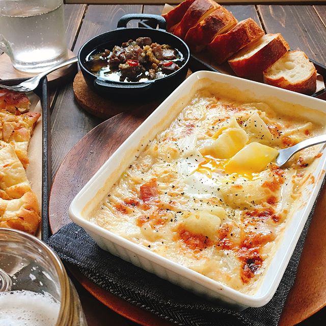 美味しいメイン料理！白菜とベーコンのクリーム焼き